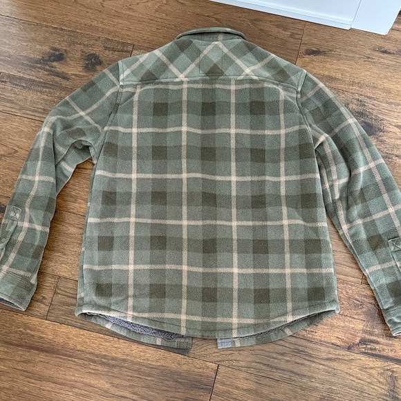Olive Plaid Men's Shirt Jacket - Picture 7 of 8